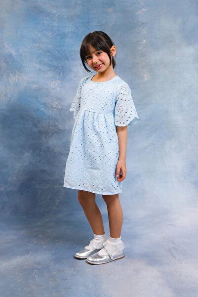 Perendi Κοριτσίστικο φόρεμα με σχέδιο σάλι και κέντημα – Βαμβακερό με χτενισμ...