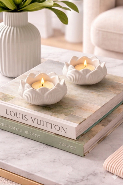 Aksesuar Kuşu 2 Adet Lotus Mumluk Pinterest Lotus Şık Tasarımlı Tealight Muml...