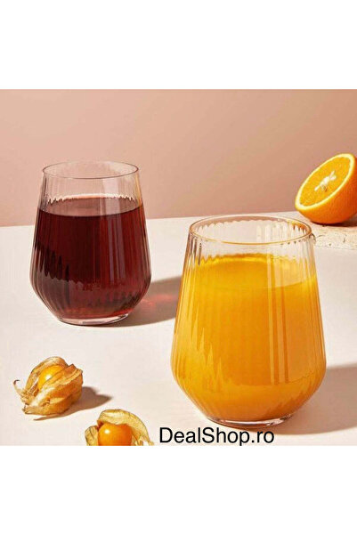 dealshopromania Σετ 6 ποτηριών 425 ml Allegra Focus, με ραβδωτό σχέδιο, μοντέρνο