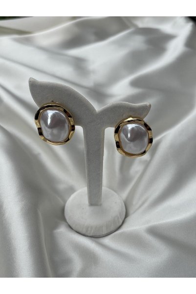 bag and shine Elen Gold Large Pearl Steel Earrings