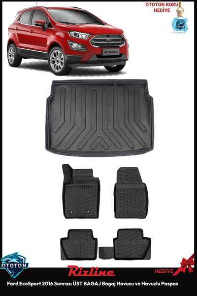 Rizline Ford EcoSport 2016 Sonrası Üst Bagaj Havuzu&Havuzlu Paspas ve TON KOKU