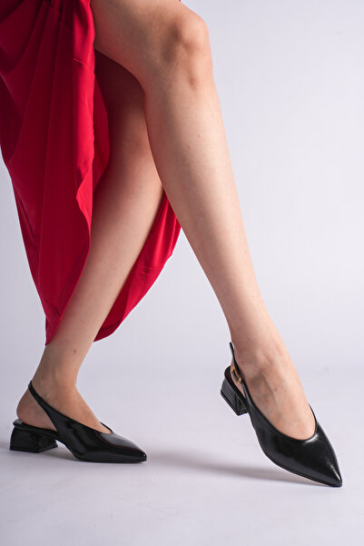 tayyarshoes Nayo ζαρωμένο λουστρίνι Γυναικεία παπούτσια μπαλαρίνας με τακούνι...