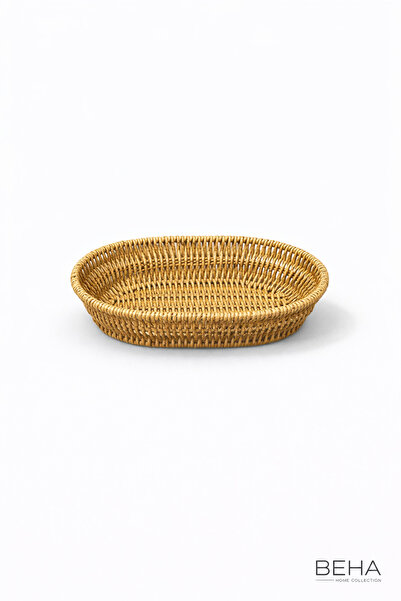 BehaHome Küçük Boy Premium Rattan Hasır Düzenleyici Oval Sepet - Çok Amaçlı D...