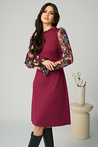 DyFashion Rochie Ella Collection Iasmin eleganta din stofa mageanta cu broder...