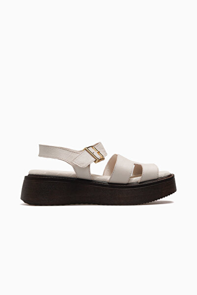 Mammamia Sandale casual din piele pentru femei 26y D26ys-2915 Crem