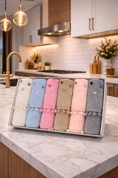 Bikaya Home Σετ πετσετών 12 τεμαχίων με σχέδιο Mother and Daughter Pompom |  ...