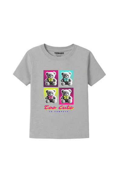 Yoo Street Bear Too Cute To Compute T-Shirt for Unisex Kids – 100% Cotton Mul...