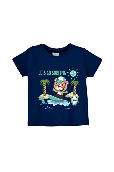 Yoo Street Lets Go Surfing T-Shirt for Unisex Kids – 100% Cotton Multiple Col...