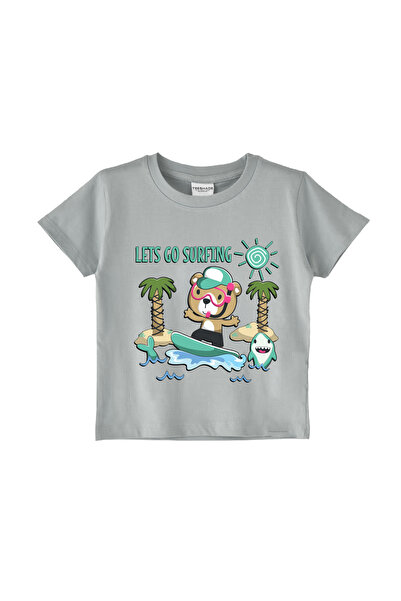 Yoo Street Lets Go Surfing T-Shirt for Unisex Kids – 100% Cotton Multiple Col...