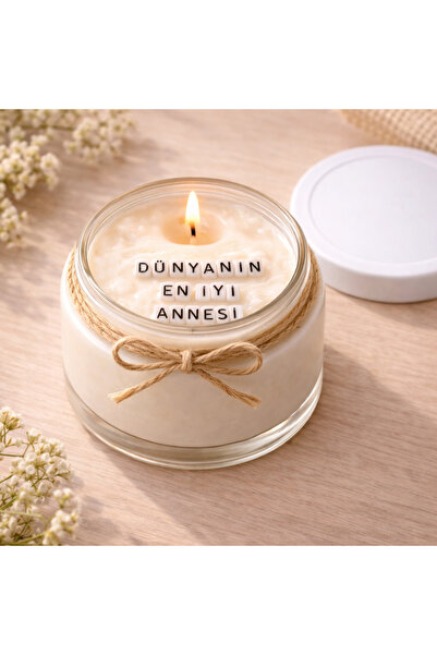 Verda Desing Dünyanın En İyi Annesi Notlu Kokulu Kavanoz Mum - Özel Notlu Hed...