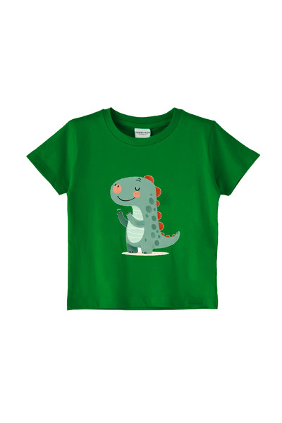 Yoo Street Green Cute Dino T-Shirt for Unisex Kids – 100% Cotton Multiple Col...