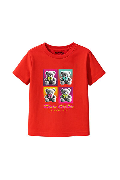 Yoo Street Bear Too Cute To Compute T-Shirt for Unisex Kids – 100% Cotton Mul...