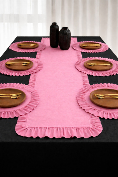 Mirilliahome Σετ αμερικανικού σερβιρίσματος από βαμβακερό λινό 6 τεμαχίων με ...