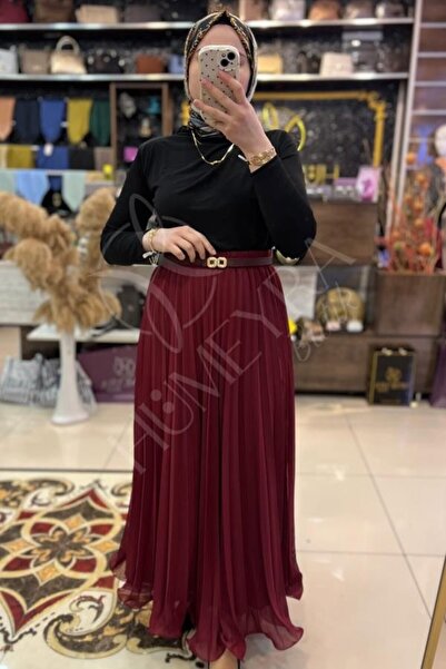 HUMEYRA Chiffon Pleated Skirt with Flounces