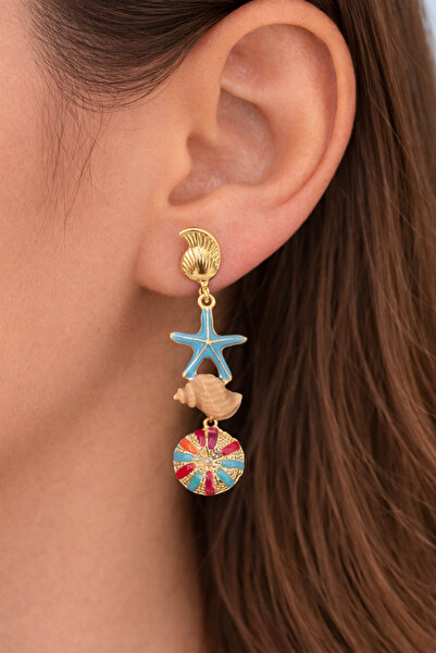 LİLİBETH BİJOU Colorful Sea-Themed Dangle Earrings – Summer Earrings with Sta...