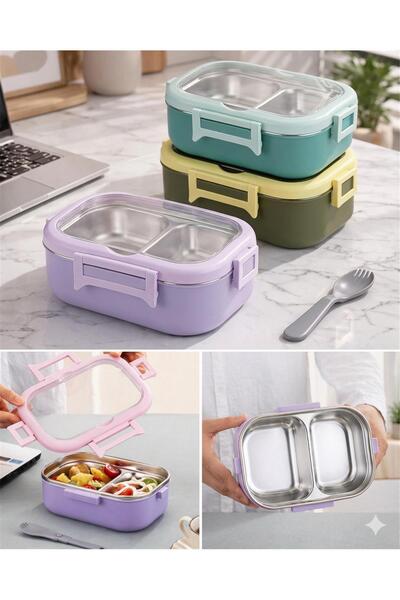 Enfa 2 Bölmeli Paslanmaz Çelik Lunch Box – Sızdırmaz Kilitli Yemek Taşıma Kabı