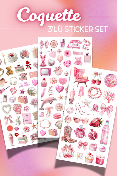 Hume Craft Pink Coquette Temalı Sticker Seti Scrapbook Bullet Journal Ajanda ...