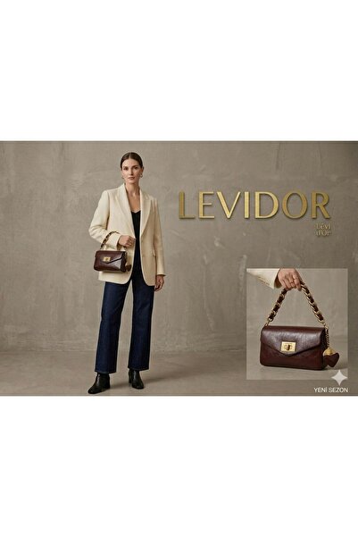 Levidor Half Metal Heart Shoulder Bag - 930547 Dark Brown