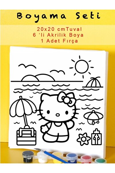 Tuval Hello kitty sahilde boyama seti