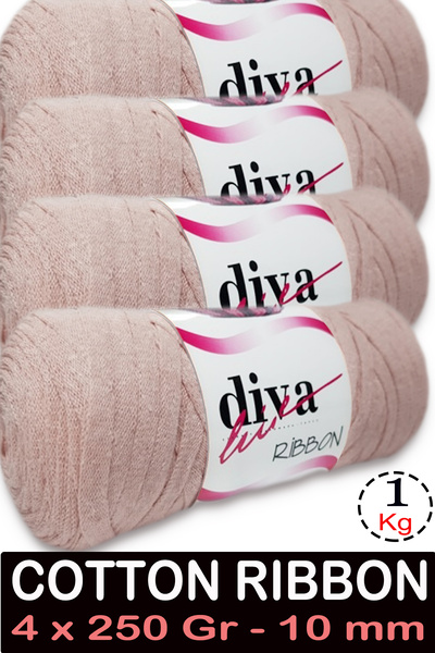Diva İplik Pamučna traka - 1 kg - 10 mm - Pakovanje od 4 komada - 1003