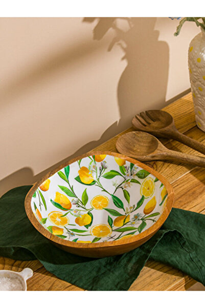 LC Waikiki I Lemon Printed Wooden Salad Bowl 24 cm from Freezen Store