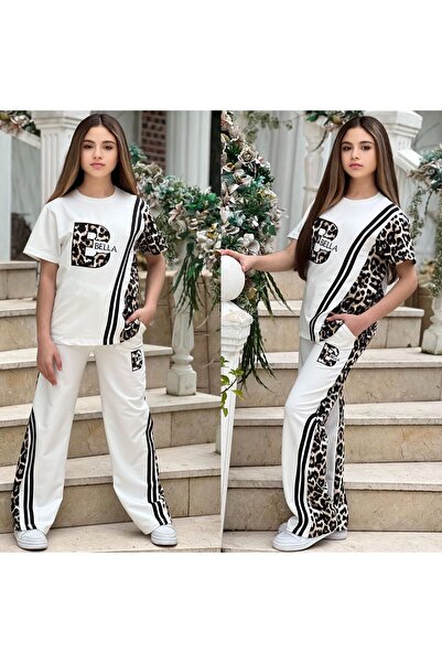 zavera for kids Κοριτσίστικο καλοκαιρινό σετ φόρμας με λεοπάρ απλικέ λεπτομέρ...