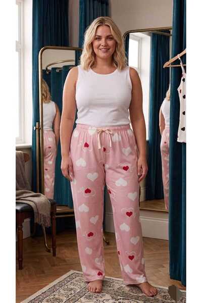 Eyfuze Pantaloni de pijama din țesătură Milan cu model de mărime mare pentru ...