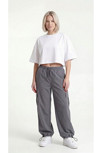 Quanlex Γυναικεία φόρμα oversize Smoked Parachute Cargo με τσέπες, καλοκαιριν...
