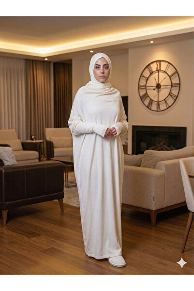 Lurji ثوب صلاة أبيض عملي - قطعة واحدة ذاتية التغطية، قطن ممشط، مناسب للحج وال...