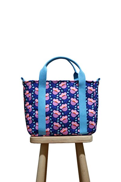 BUSRAKAZANCDESİGN Kadın Çiçek Desenli Kadın Omuz Çantası, Tote Bag Çanta, Yık...