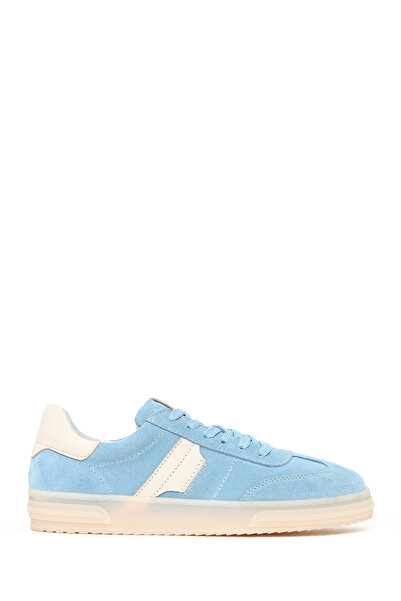 Derimod Γυναικείο δερμάτινο sneaker μπλε με κορδόνια από σουέντ 26PFD371110