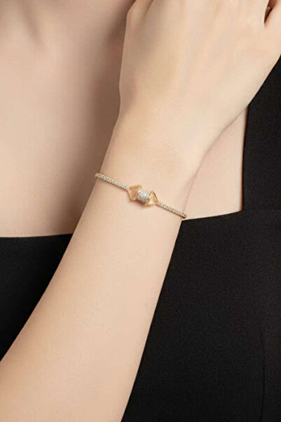 Lavanta Tekstil Pearl Stone Detailed Bracelet Gold