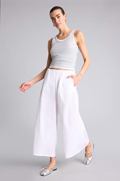 DeFacto Παντελόνι Ποπλίνας με Φαρδιά Γραμμή και Κανονική Μέση H4205AX26SM