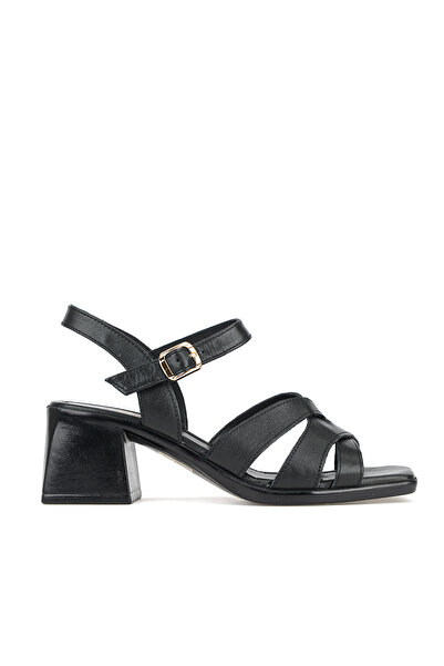 Ziya , Γυναικεία σανδάλια με τακούνι από γνήσιο δέρμα 161992Z19031 Μαύρο