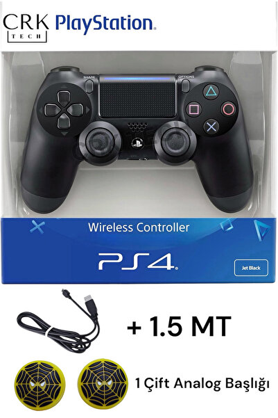CRK TECH PS4 DualShock 4 V2 Yeni Nesil Kol + 1.5m Şarj Kablosu + 1 Çift Analo...
