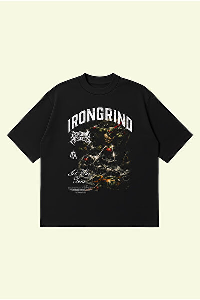 PURE POWER تي شيرت TMNT x Irongrind Boxy Fit كبير الحجم للجنسين مصنوع من القط...