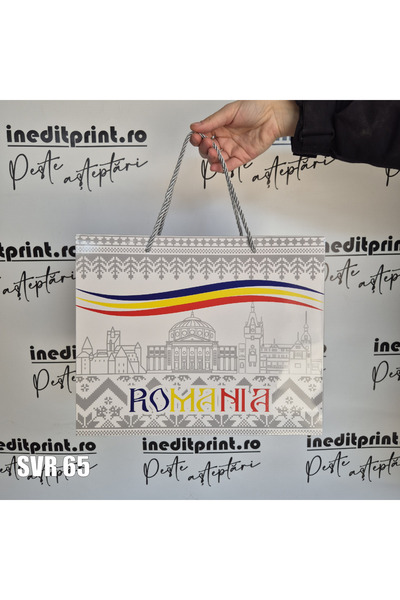 Inedit Print Punga cadou Romania, 14.5x12x6cm SVR65
