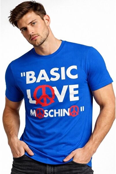 Love Moschino Slim Fit Basic Peace Symbol Logo T-Shirt