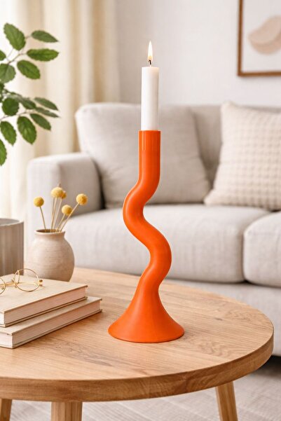 bycaeldesign Modern S Stilize Şamdan , Mumluk (7x7x22)