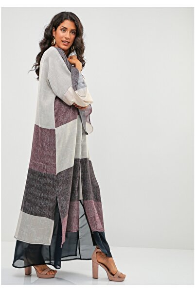 Bousni Stylish Multicolor Front Open Abaya