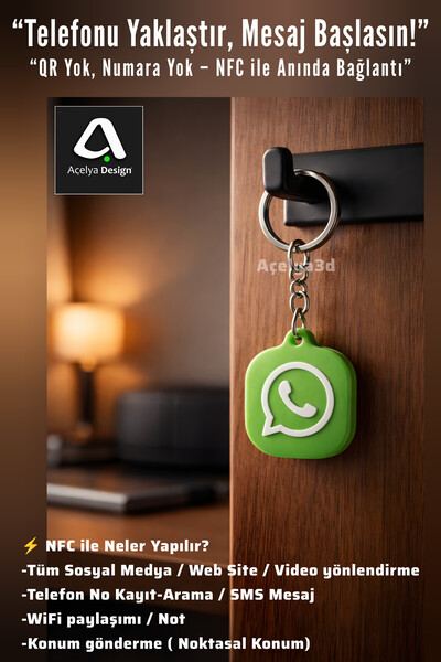 açelya3d NFC Anahtarlık l Kişiselleştirilebilir Nfc Tag Bağlantı | Akıllı Ana...