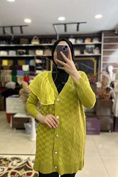 HUMEYRA Shoulder Chiffon Valon Cardigan