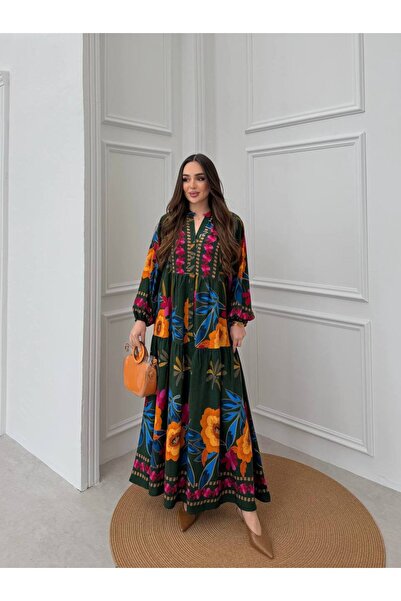 Lavanta Tekstil Φόρεμα με φλοράλ σχέδιο