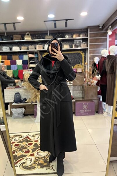 HUMEYRA معطف مخيط بياقة فرو