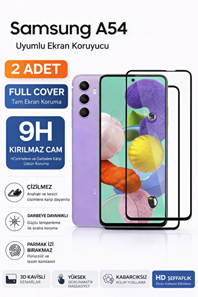 ebulduk سامسونج جالاكسي A54 زجاج غير قابل للكسر 5D غطاء كامل 9H واقي شاشة مقوى