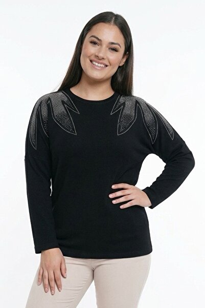 By Saygı Γυναικεία μπλούζα με στάμπα πέτρας στους ώμους Lycra Strawberry Plus...