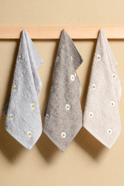 Bersay Tekstil Set de prosoape Lina, 3 piese, 50x90, 100% bumbac bambus, brod...