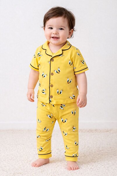 derin baby %100 Pamuk Kısa Kollu Düğmeli Yazlık Kız Erkek Unisex CivCiv Desen...