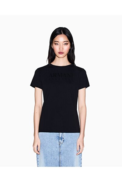 Armani Exchange Women's Round Neck Cotton Short Sleeve Armani Letter Patterne...