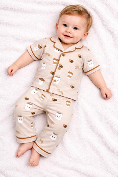 derin baby 100% Cotton Short Sleeve Buttoned Summer Girls Boys Coffee Pattern...